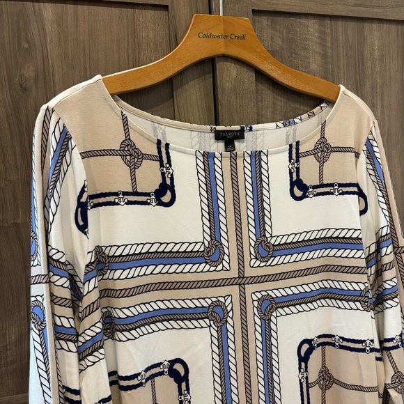 Talbots 1X Top Nautical Rope Print Stretch 3/4 Sleeve - Picture 5 of 11